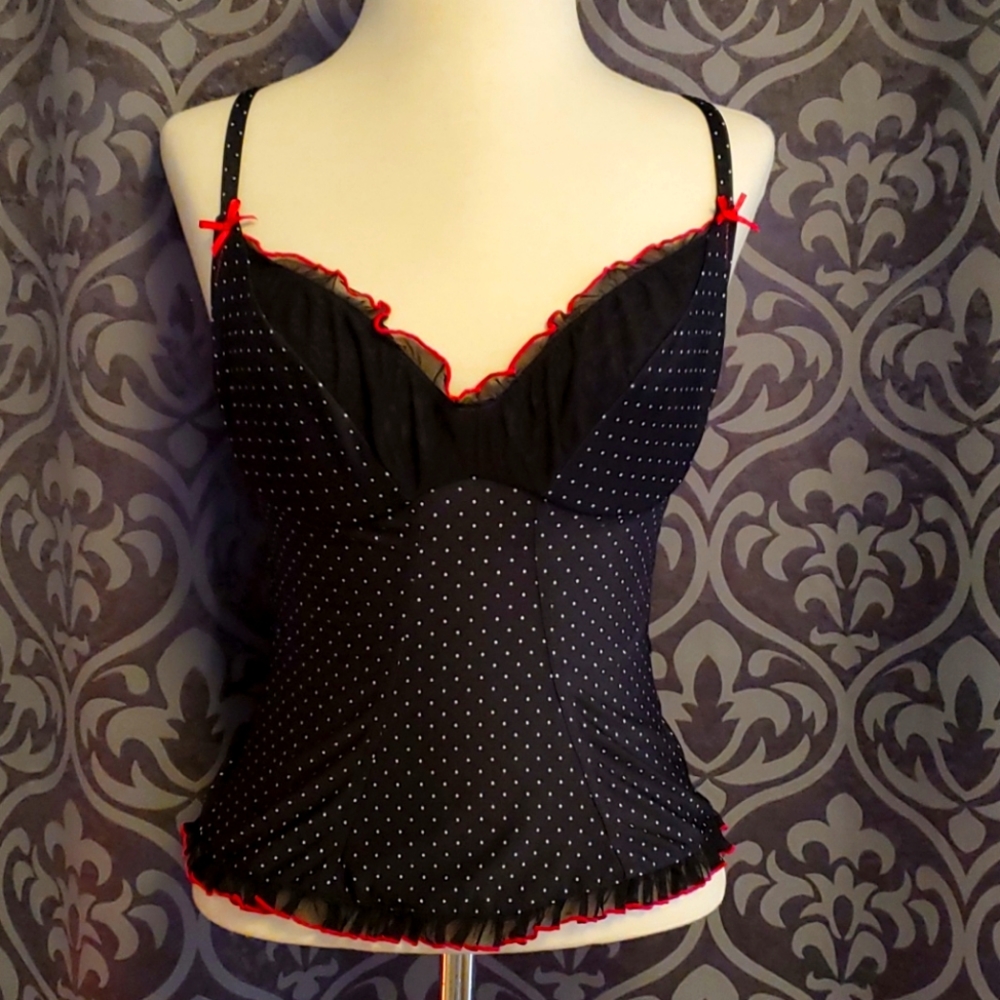 Victoria's Secret blk&white polka-dot corset